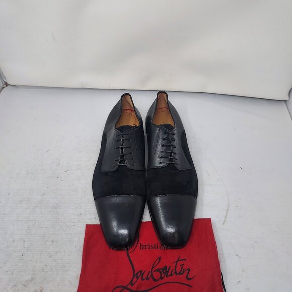 Christian Louboutin Black Leather Suede Daviol Derby MENS Shoe main image 4